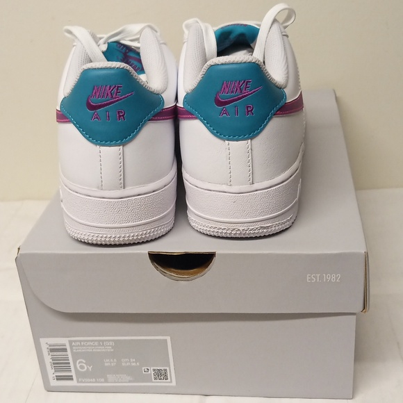 Nike Air Force 1 /White-Hyper Pink-Aquamarine-Viotech/ 6Y=7.5W /FV5948-108 - Picture 3 of 15